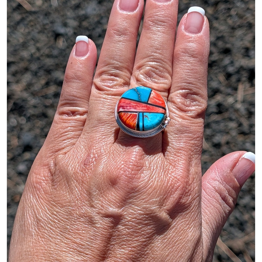 Navajo Women's Ring Sterling Silver Genuine Native Jewelry 8.5 Handmade *** - Picture 3 of 10
